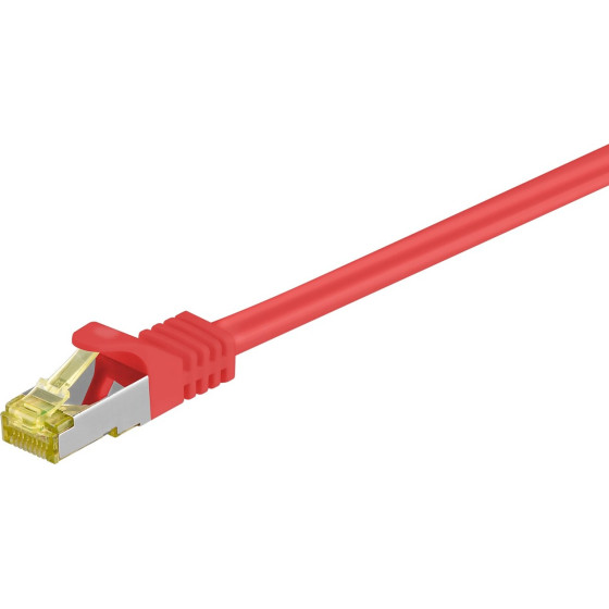 Goobay RJ45 Patch Cord CAT 6A S/FTP (PiMF), 500 MHz, with CAT 7 Raw Cable, red 30 m - (91679)