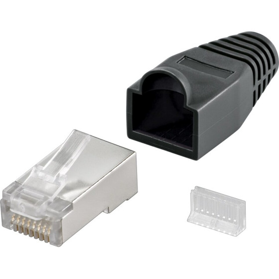 Goobay RJ45 Plug, Cat 5e Stp Shielded With Strain-Relief Boot (10 pcs) - (68749)