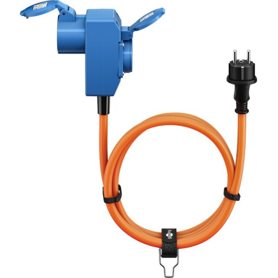 Goobay Cee Adapter Cable, Safety Plug (Type E/F) To 90� Cee Coupler And Safety Coupler (Type E/F), 1.5 m - (76222)