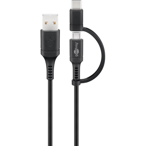 Goobay Charging And Synchronisation Combination Cable (With Usb A To Micro-Usb & USB-C(TM)) - (71892)