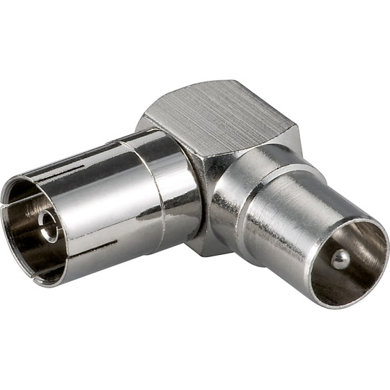Goobay Coaxial Angle Adapter: Coaxial Socket   Coaxial Plug 90� (10 pcs) - (11391)