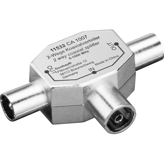 Goobay Coaxial T Adapter: Double Coaxial Plug   Coaxial Socket (10 pcs) - (11532)