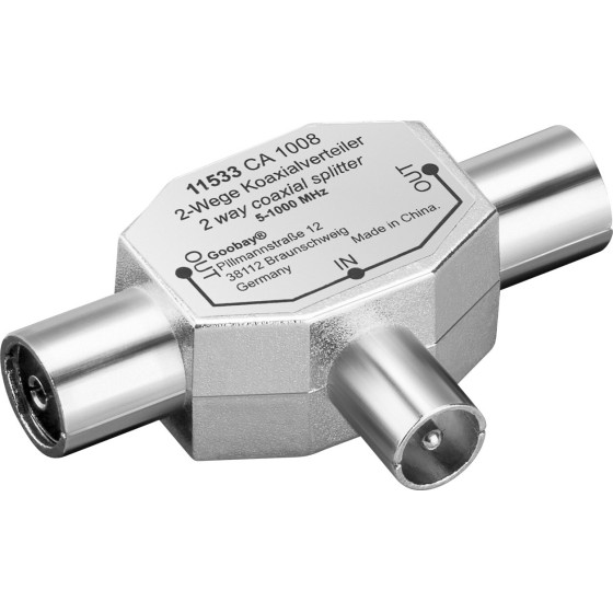 Goobay Coaxial T Adapter: Double Coaxial Socket   Coaxial Plug (10 pcs) - (11533)
