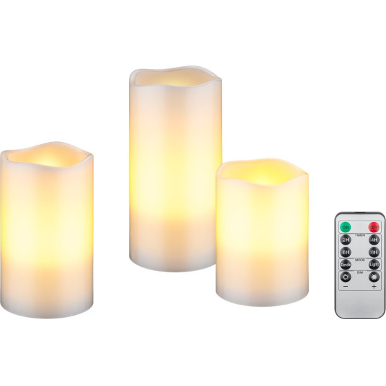 Goobay Set Of 3 Led Real Wax Candles, White - (74368)