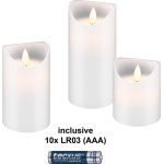 Goobay Set Of 3 Led Real Wax Candles, white, incl. 10x Aaa (LR03) - (75263)