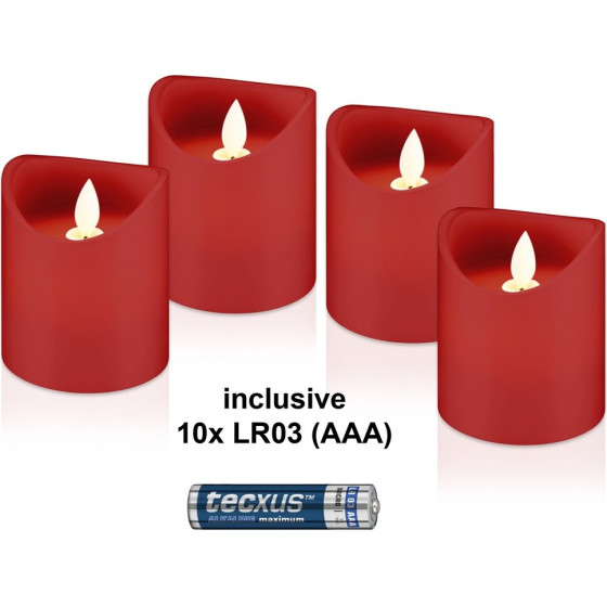 Goobay Set Of 4 Led Real Wax Candles, red, incl. 12x Aaa (LR03) - (75265)