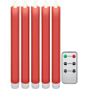 Goobay Set Of 5 Red Led Real Wax Rod Candles, incl. Remote Control - (53943)