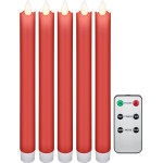 Goobay Set Of 5 Red Led Real Wax Rod Candles, incl. Remote Control - (53943)