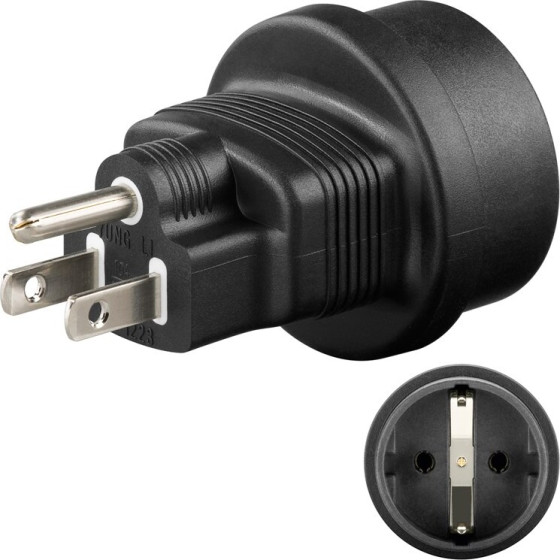 Goobay Travel Adapter Europe To USA/Japan, Black - (95308)