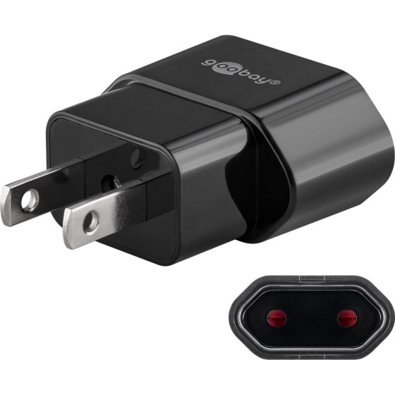 Goobay Travel Adapter Europlug To USA/Japan, Black - (45344)