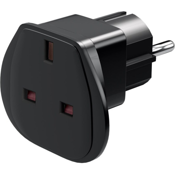 Goobay Travel Adapter Uk To Europe, Black - (94271)