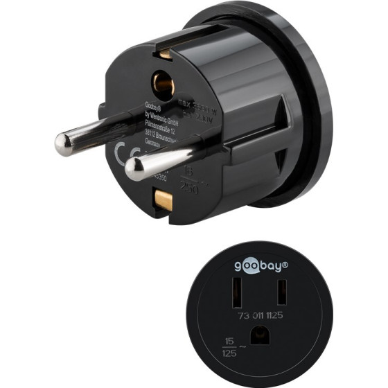 Goobay Travel Adapter USA/Japan To Europe, Black - (45350)