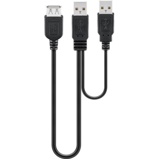 Goobay Usb 2.0 Hi-Speed Dual-Power Cable, Black - (93353)