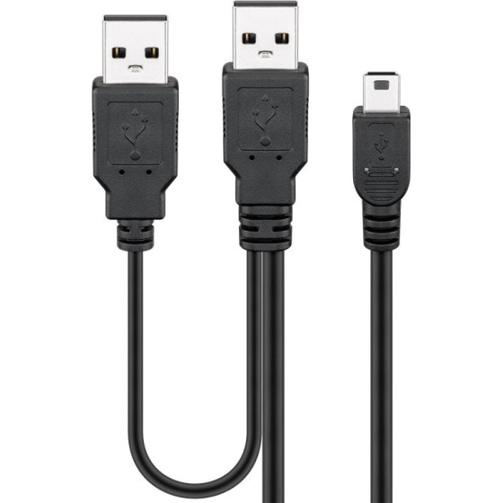 Goobay Usb 2.0 Hi-Speed Dual-Power Cable, Black - (93587)