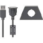 Goobay Usb 2.0 Hi-Speed Extension Cable With Mounting Bracket, Black - (95445)