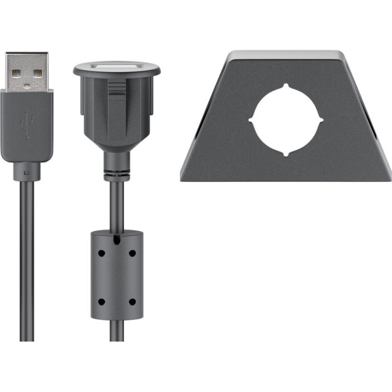 Goobay Usb 2.0 Hi-Speed Extension Cable With Mounting Bracket, Black - (95445)