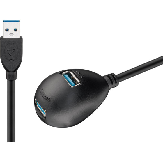 Goobay Usb 3.0 Superspeed Extension Cable With Desktop Foot, Black - (95918)