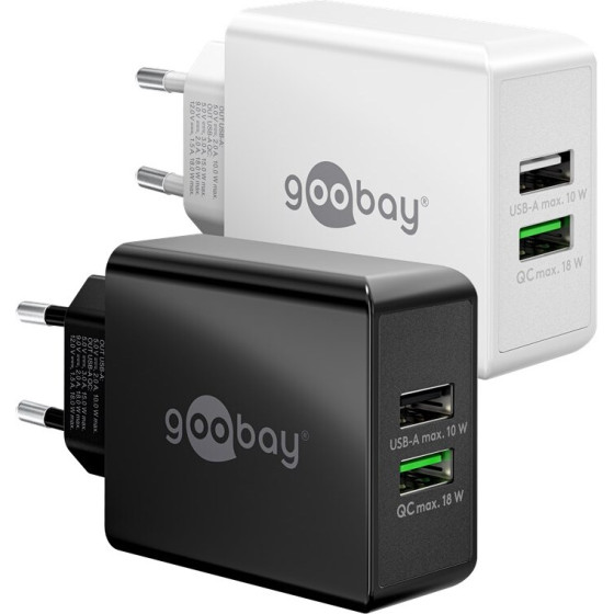 Goobay USB-A Qc Dual Fast Charger (28 W) White - (44957)