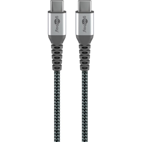 Goobay USB-C (TM) To USB-C (TM) Textile Cable With Metal Plugs (Space Grey/Silver), 2 m - (49303)