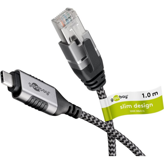 Goobay USB-C(TM) 3.1 To RJ45 Ethernet Cable, Slim, 1 m - (74401)