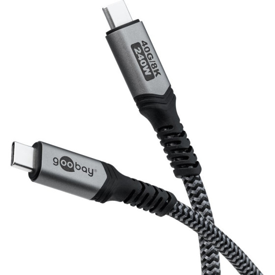 Goobay USB-C(TM) Cable With Textile Sheath, USB4(TM), 240 W, 40 Gbit/s, Power Delivery, 1.8 m - (74213)