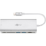 Goobay USB-C(TM) Multiport Adapter To HDMI(TM) 4K @ 30 Hz, USB, Cardreader, RJ45, PD, Aluminium, Silver - (76788)