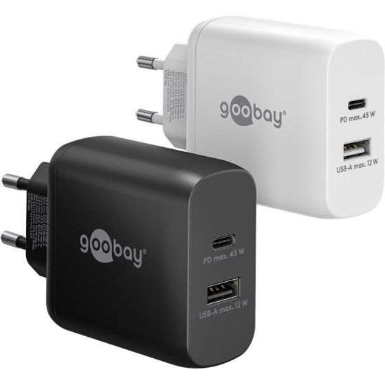 Goobay USB-C(TM) Pd Gan Dual Fast Charger (45 W) Black - (65411)