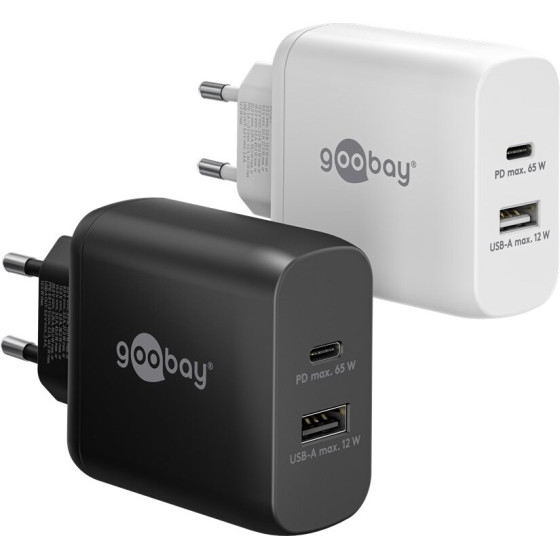 Goobay USB-C(TM) Pd Gan Dual Fast Charger (65 W) Black - (65409)