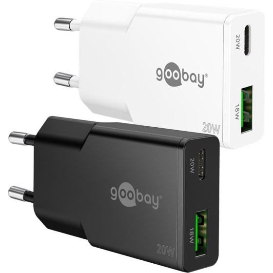 Goobay USB-C(TM) Pd Gan Dual Fast Charger Slim (20 W) Black - (75729)