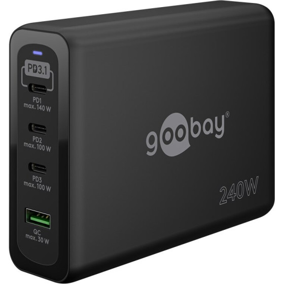 Goobay USB-C(TM) Pd Gan Multi-Port Fast Charger (240 W) Black - (65885)
