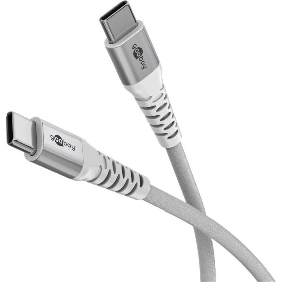 Goobay USB-C(TM) Supersoft Textile Cable With Metal Plugs, 1 m, White - (70193)