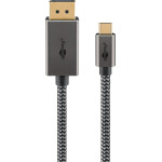 Goobay USB-C(TM) To DisplayPort(TM) Textile Cable 4K @ 60 Hz, 2 m, black;Silver - (75708)
