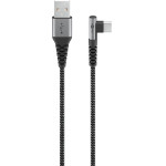 Goobay USB-C(TM) To USB-A Textile Cable With Metal Plugs (Space Grey/Silver), 90�, 0.5 m - (64655)
