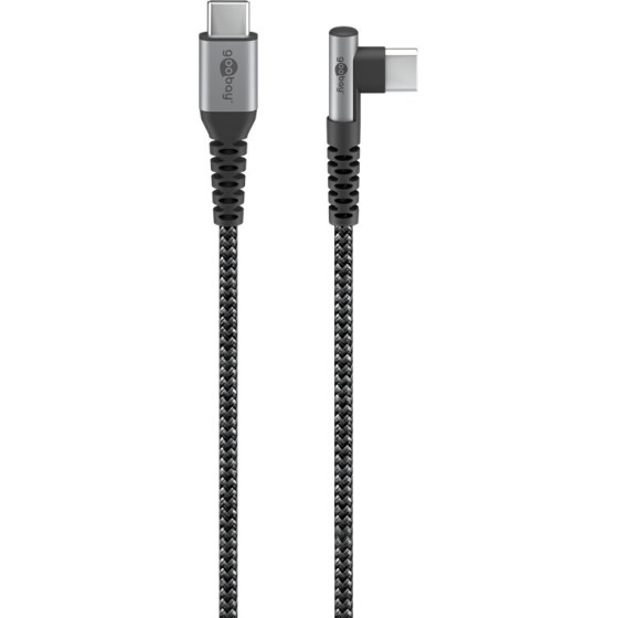 Goobay USB-C(TM) To USB-C(TM) Textile Cable With Metal Plugs (Space Grey/Silver), 90�, 2 m - (64660)