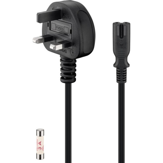Goobay Uk Mains Connection Cable, 1.8 m, Black, (2*0.75 mm�) - (93959)