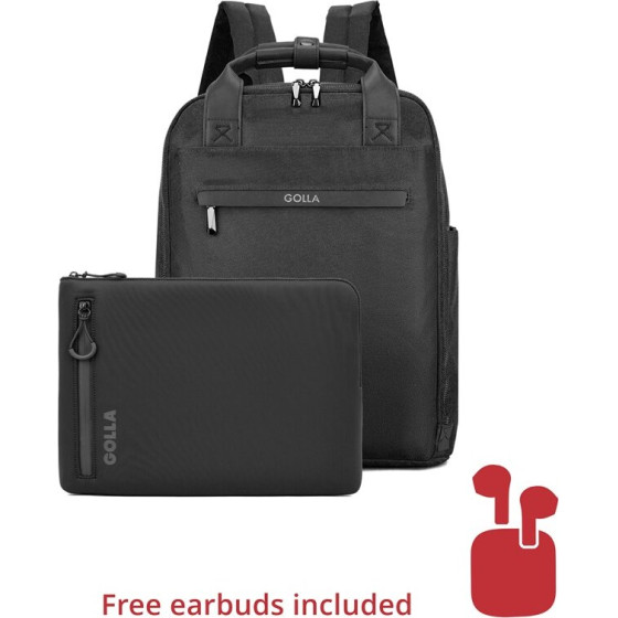 Golla Set of Backpack and Laptop Sleeve 13 Inch, Black