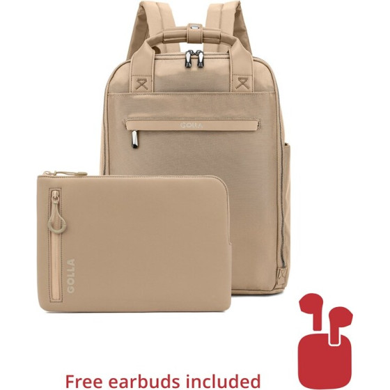 Golla Set of Backpack and Laptop Sleeve 13 Inch, Coffee