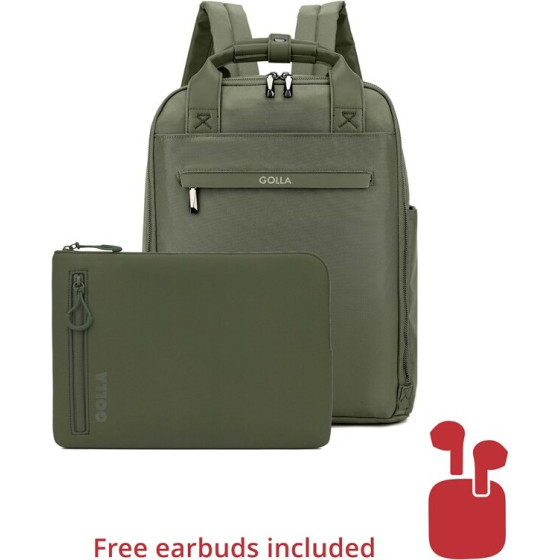 Golla Set of Backpack and Laptop Sleeve 13 Inch, Green