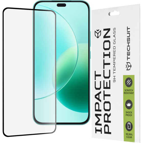 Techsuit - 111D Full Cover / Full Glue Glass - Honor X8b / X8c / 400 Lite - Black