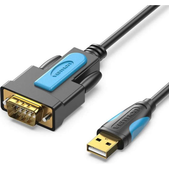 Vention Usb 2.0 A Male To DB-9 RS232 Serial Adapter Cable 1M Black - (VAS-C02-B100)
