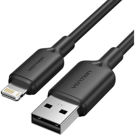 Vention Usb 2.0 A Male To Lightning Male 2.4A Cable 2M Black Pvc Type - (LAMBH)