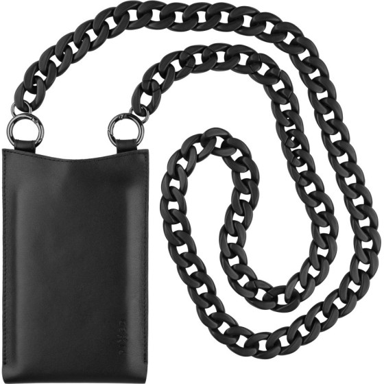 Fixed - Universal Shoulder Bag Venezia Leather (FIXVEN-BK) - for Mobile Phones 7'' - Black