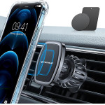 Techsuit - Car Holder Airfix (S2) - With Metal Plates, For Air Vent, Magnetic Car Mount N52, Rotation Angle 360� - Black