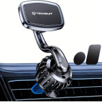 Techsuit - Car Holder Airfix (S3) - With Metal Plates, For Air Vent, Magnetic Car Mount N52, 360� Rotation, Universal - Black