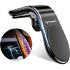 Techsuit - Car Holder Airgrip (S7) - Waterfall-Shaped, Magnetic Secure Grip For Air Vent, Clamp Grip - Black / Silver