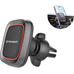 Techsuit - Car Holder Maggrip (S4) - Secure Magnetic Grip For Air Vent, 360� Rotation, With Metal Plates - Black/Red