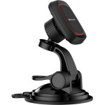 Techsuit - Car Holder Maggrip (S6) - For Dashboard, Magnetic Grip, 360� Rotation, Suction Cup, 2 Metal Plates - Black/Red