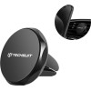 Techsuit - Car Holder Tinygrip (S9) - For Air Vent, With Metal Plate, Strong Magnet, Universal Compatibility - Black / Silver