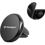Techsuit - Car Holder Tinygrip (S9) - For Air Vent, With Metal Plate, Strong Magnet, Universal Compatibility - Black / Silver