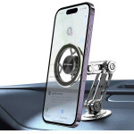 Techsuit - Premium Car Holder Titanmagx (S14) - For Dashboard/Desk, Magsafe Compatible, 360� Rotation, 3M Adhesive - Gray